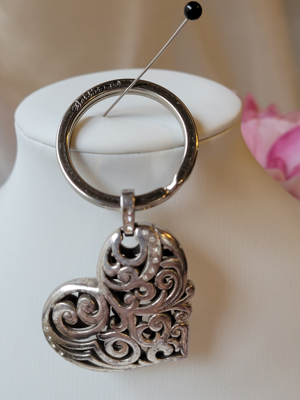 Brighton Silver Filigree Heart Keychain